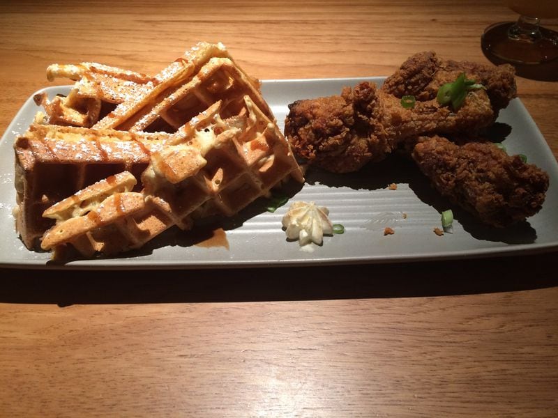 Ms. Icey’s Kitchen & Bar in Decatur serves a fried chicken dinner with a sweet-potato waffle and a dab of bourbon-praline butter. CONTRIBUTED BY WENDELL BROCK