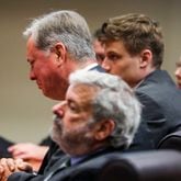 Former DeKalb County Police Officer Robert "Chip" Olsen reacts as he is is sentenced to 12 years behind bars for killing Anthony Hill in 2015. AJC/ALYSSA POINTER