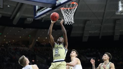 Georgia Tech forward Moses Wright scored 17 points to go with eight rebounds, four assists and three blocks in the Yellow Jackets' 80-72 loss to Notre Dame February 1, 2020 at Purcell Pavilion in South Bend, Ind. (Fighting Irish Media)