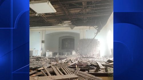 A ceiling collapsed on a historic church built in the 1700s. (Photo: Boston25News.com)