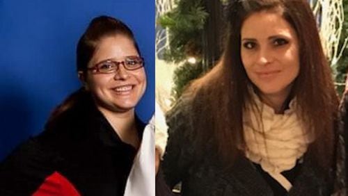 Amanda Diore weighed 290 pounds when the photo on the left was taken in 2015. In the photo on the right, taken in December, she weighed 177 pounds.