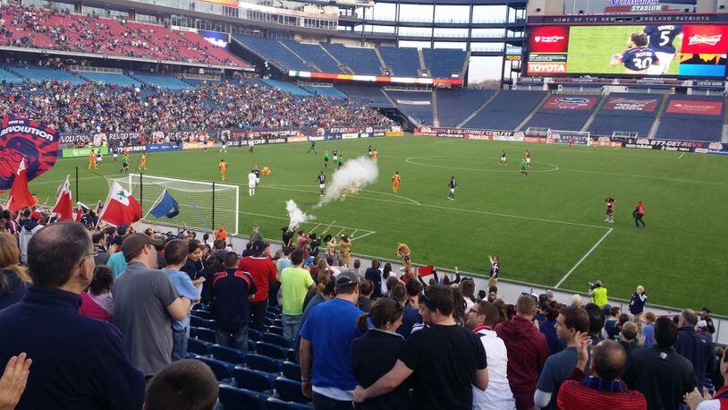 This photo taken in 2014 illustrates the lack of people and game-day experience for soccer supporters at Gillette Stadium.