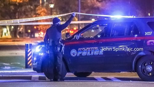 Atlanta police closed the intersection of North Avenue and Luckie Street downtown while they investigated an apparent road-rage shooting Thursday morning.