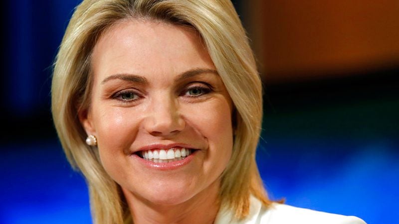 FILE - In this Aug. 9, 2017, file photo, State Department spokeswoman Heather Nauert speaks during a briefing at the State Department in Washington. President Donald Trump says he will nominate Nauert to be the next U.S. ambassador to the United Nations.  
