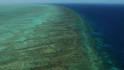 Aerial views of The Great Barrier Reef are seen from above on August 7, 2009 in Cairns, Australia.