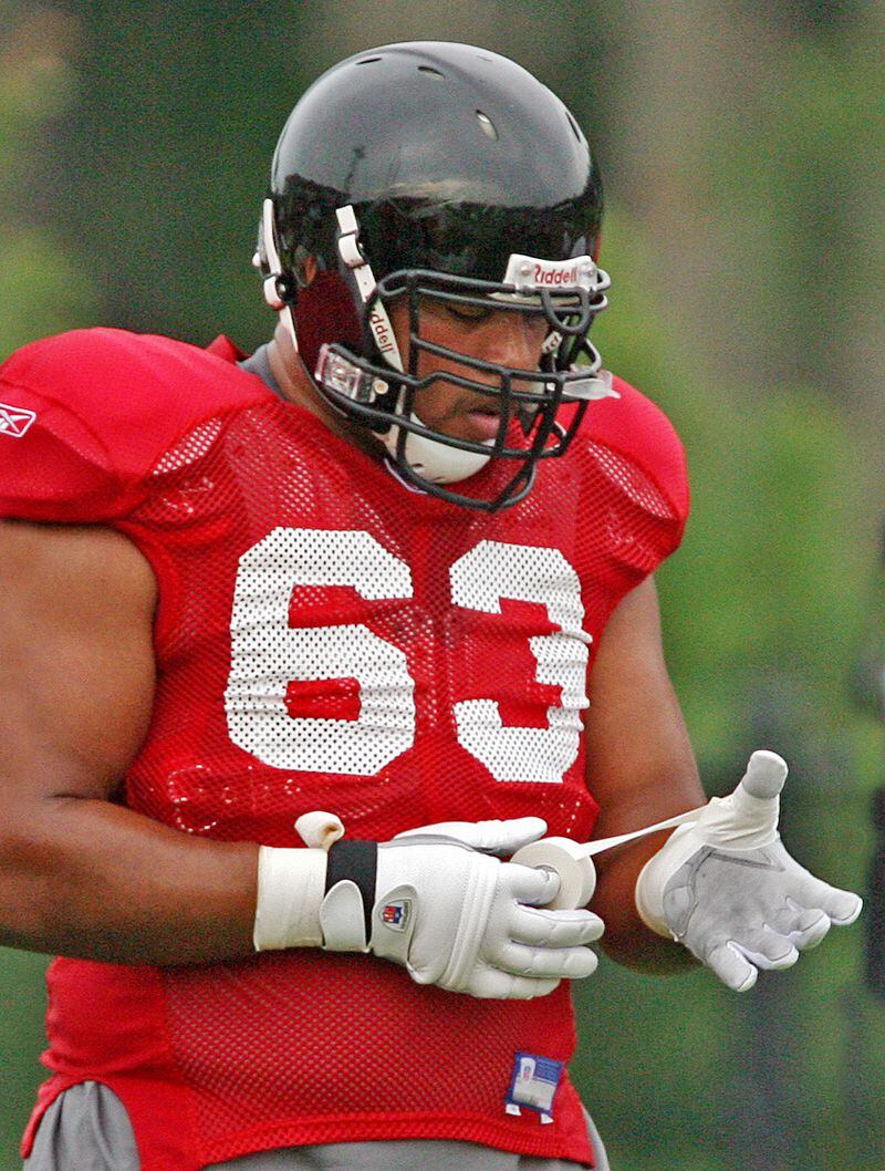 During his Falcon career, Justin Blalock started 125 games and was a part of five winning seasons, four playoff appearances, two division championships and one NFC championship game appearance. (Curtis Compton / AJC)