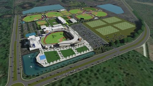 A preliminary rendering of a new Braves spring-training complex in North Port, Fla., which is in Sarasota County.