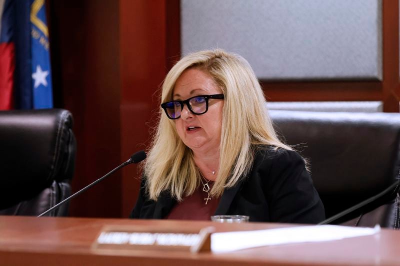 PSC Chairman Tricia Pridemore speaks before a commission vote on Tuesday, May 16, 2023 on Georgia Power's request to raise rates to cover the cost of fuel used at its power plants.
Miguel Martinez /miguel.martinezjimenez@ajc.com