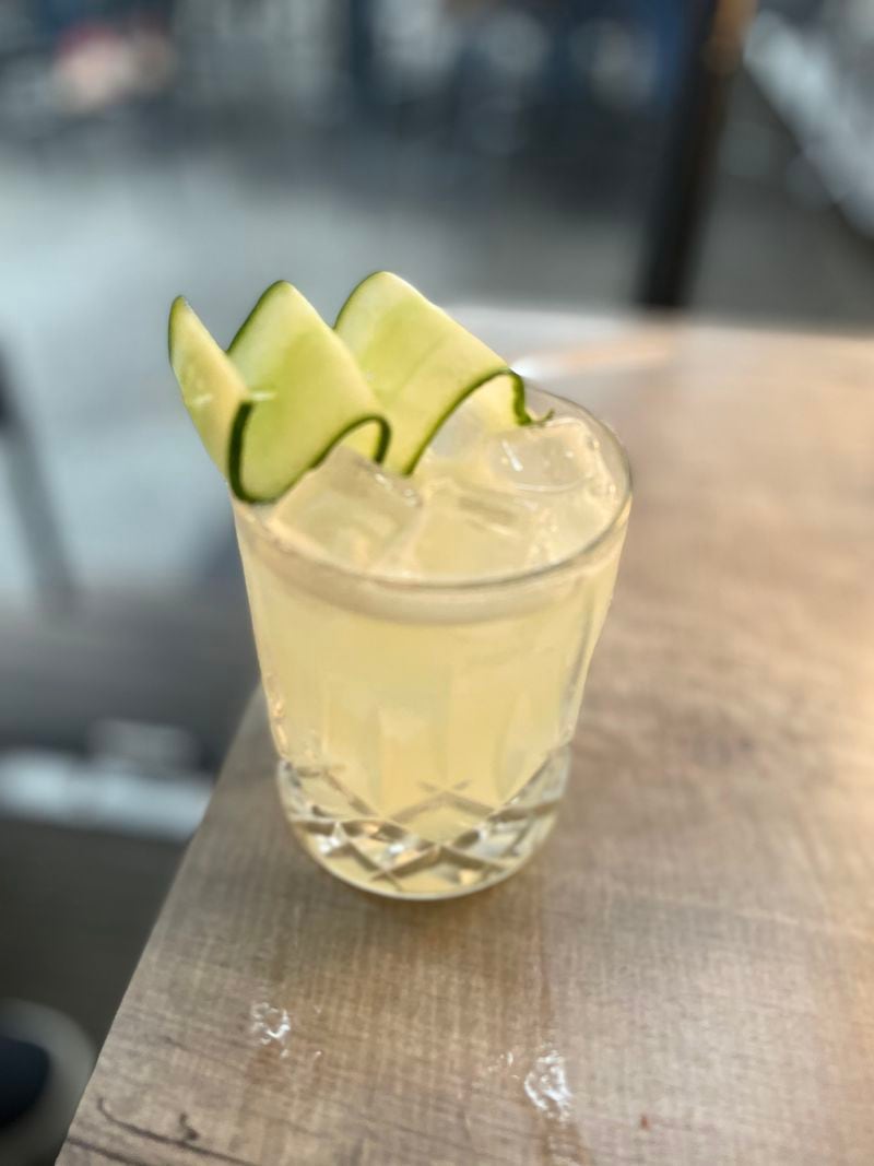 Lyre's Dry London Spirit and aloe juice make for a really light and refreshing body in the Third Door's Bearcat, and house-made Cucumber Simple Syrup softens up the tartness from the fresh squeezed lime juice. (Angela Hansberger for The Atlanta Journal-Constitution)