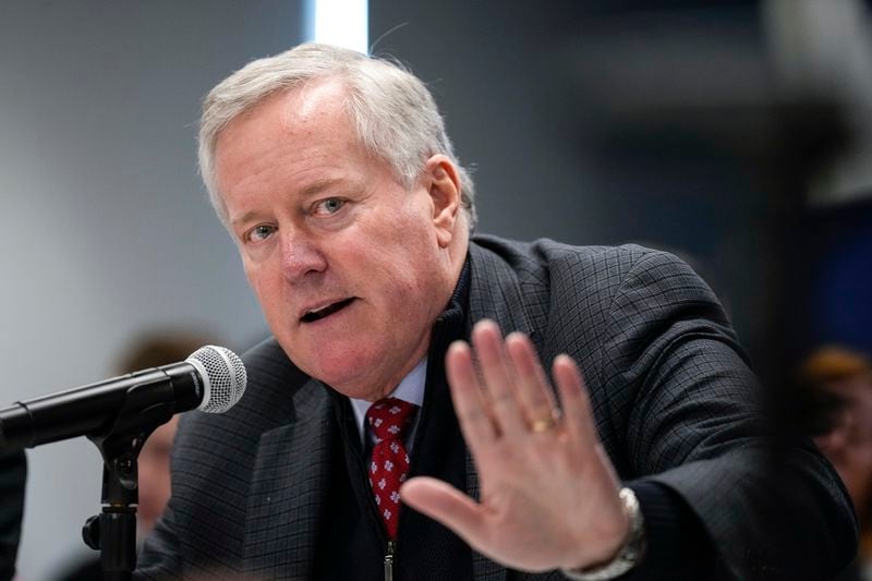 Former White House Chief of Staff during the Trump administration Mark Meadows speaks on Nov. 14, 2022, in Washington, D.C. (Drew Angerer/Getty Images/TNS)