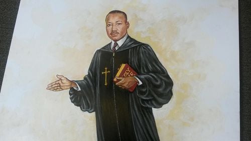 Ronald Scott McDowell’s rendering of the Martin Luther King Jr. statue planned for Dexter Avenue King Memorial Church in Montgomery. (SPECIAL TO THE AJC)