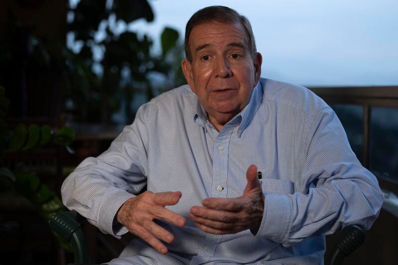 Venezuelan presidential candidate Edmundo González Urrutia of the Democratic Unitary Platform (PUD), the alliance that brings together the main parties and leaders of the opposition, speaks during an interview at his home in Caracas, Venezuela, Thursday, May 9, 2024. (AP Photo/Ariana Cubillos)