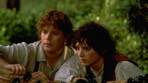 Sean Astin as Samwise Gamgee and Elijah Wood as Frodo Baggins in New Line Cinema's epic adventure, THE LORD OF THE RINGS: THE FELLOWSHIP OF THE RING. Photo credit: Pierre Vinet / New Line Cinema. © 2001 New Line Productions, Inc. The Lord of the Rings and the characters, names and places therein, (TM) The Saul Zaentz Company, d/b/a Tolkien Enterprises, under license to New Line Productions, Inc. All Rights Reserved.