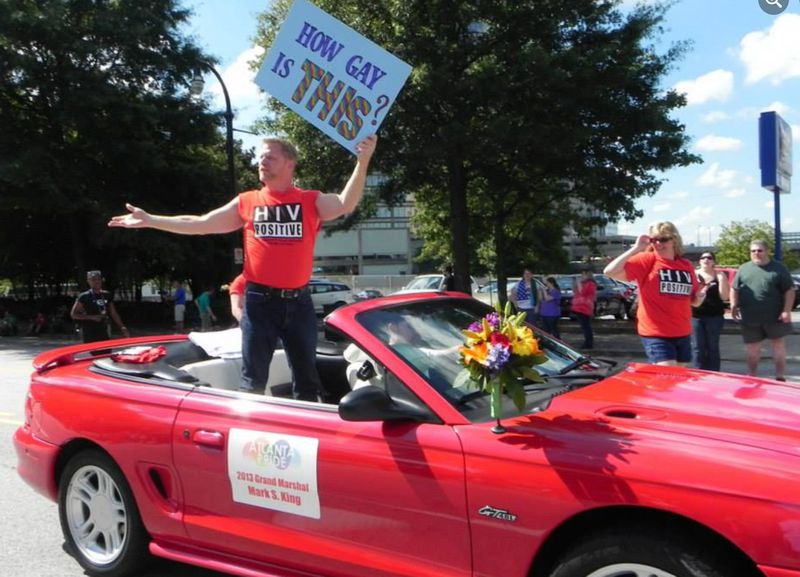 Mark S. King as grand marshal in the Atlanta Pride Parade in 2013. Photo: Courtesy of Mark S. King