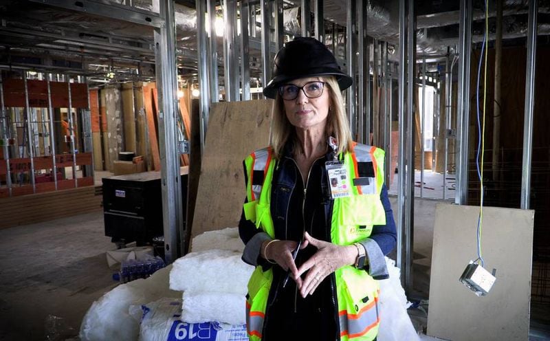 Heidi Harris, facilities project manager at Piedmont Columbus Regional in Columbus, gives a tour of the Bill and Olivia Amos Children’s Hospital that’s under construction in Columbus, Georgia. (Photo Courtesy of Mike Haskey)
