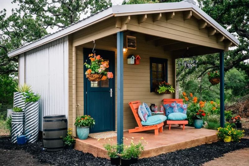 This tiny home has access to a community garden.