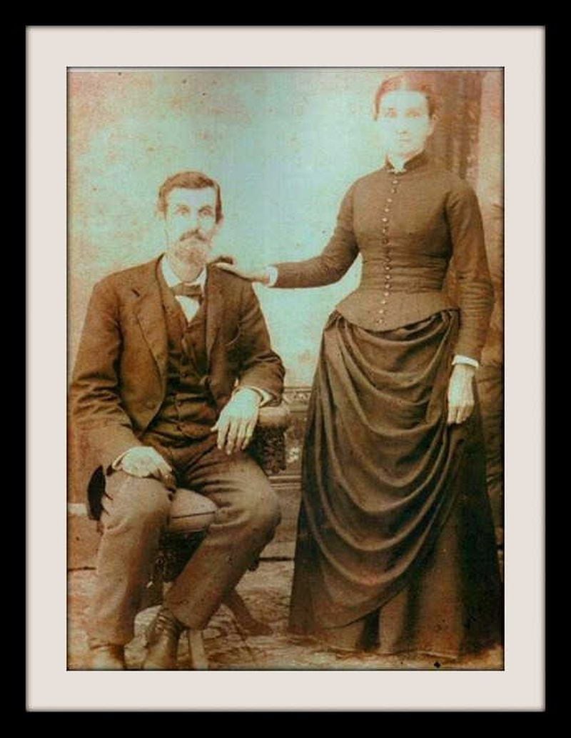 Thomas Maguire, the original owner of Gwinnett’s Promised Land plantation, and his bride Elizabeth Anderson in an undated wedding photo. COURTESY GWINNETT COUNTY
