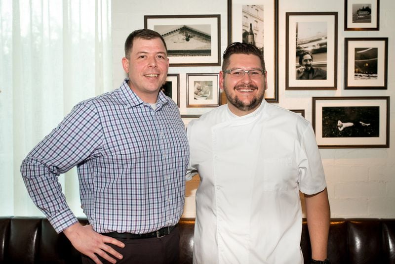 Ecco Buckhead Executive Chef Andrea Montobbio (right) with General Manager Stephen Arnold (left). Photo credit- Mia Yakel.. Photo credit- Mia Yakel.