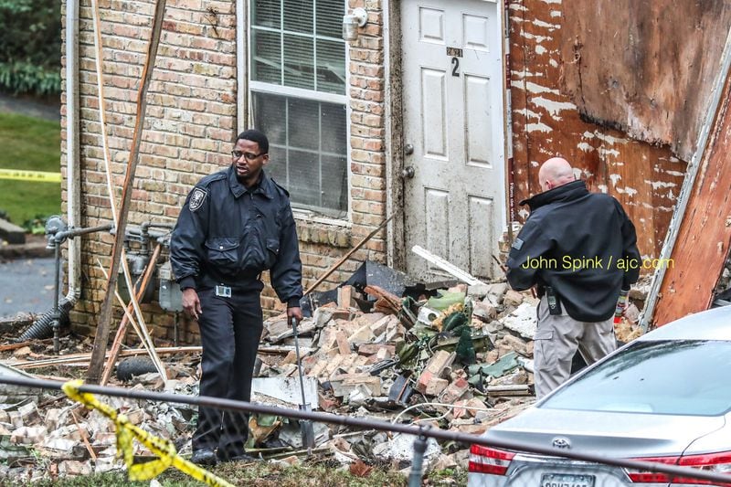 No one was in the Clairmont Hills Townhouses on Peachwood Circle at the time of Wednesday's crash, a DeKalb fire spokesman said from the scene.