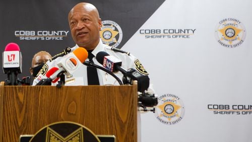 Cobb Sheriff Craig Owens speaks during a press conference announcing the end of Cobb County's participation in the Federal 287(G) Program on Tuesday, January 19, 2021, at the Cobb County Sheriff's Office in Marietta, Georgia. The Federal 287(G) Program was a collaboration between the sheriff's department and Immigration and Customs Enforcement (ICE).  CHRISTINA MATACOTTA FOR THE ATLANTA JOURNAL-CONSTITUTION