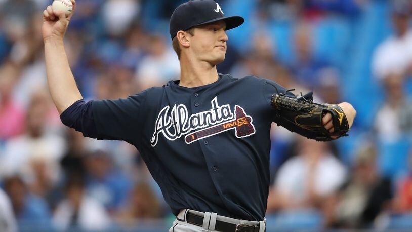 TORONTO, ON - JUNE 19: Mike Soroka #40 of the Atlanta Braves delivers a pitch in the first inning during MLB game action against the Toronto Blue Jays at Rogers Centre on June 19, 2018 in Toronto, Canada. (Photo by Tom Szczerbowski/Getty Images)