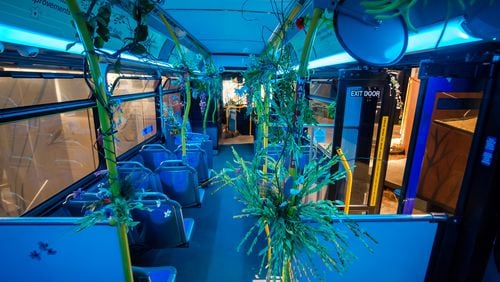 Atlanta artist Sanithna Phansavanh decked out the inside of the MARTA bus for the exhibit. Photo: Courtesy of Science Gallery Atlanta
