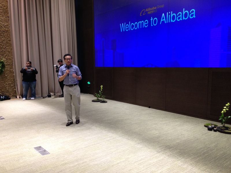  Alibaba executive vice chairman Joe Tsai welcomes Georgia Tech and UCLA's basketball teams to his company's campus in Hangzhou, China. (AJC photo by Ken Sugiura)