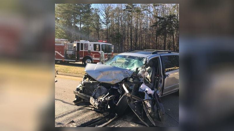 The driver of this minivan was freed and taken to Northeast Georgia Medical Center in Gainesville.