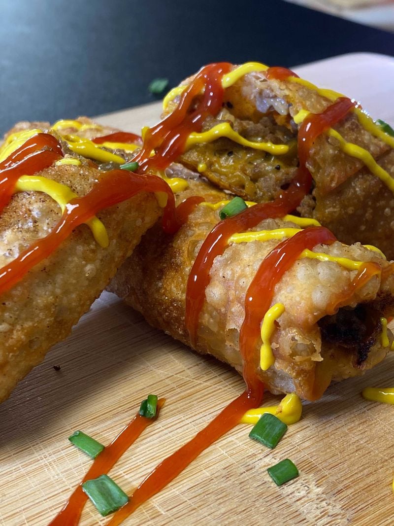 Cheeseburger egg rolls from Rollin Up Egg Rolls. / Courtesy of Rollin Up Egg Rolls