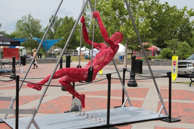 “Swinging II,” by New York artist Jack Howard-Potter, is one of 18 pieces on display in the current version of the Suwanee SculpTour. Running through next March, this is the fifth time Suwanee has staged the SculpTour since 2010, an undertaking that has resulted in it and local businesses and individuals purchasing numerous pieces for permanent display in town. CONTRIBUTED BY CITY OF SUWANEE