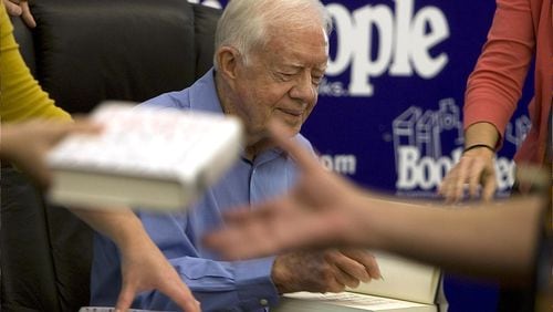 Former President Jimmy Carter signed about a thousand copies of 'White House Diary,' his latest book (and 26th since leaving the White House) at BookPeople. Nearly 800 people lined up Friday morning for a chance to meet the 39th president, who showed up nearly half an hour early himself.