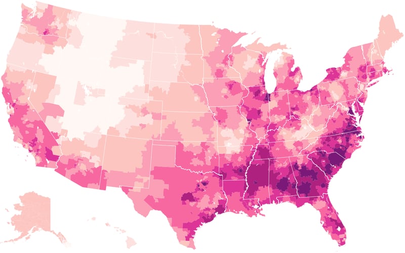 Lil Yachty fan map from New York Times’ Upshot analysis, “What Music Do Americans Love the Most?”