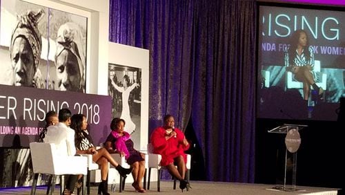 A panel of black female activists speak during the Power Rising conference in Atlanta. Maya T. Prabhu/maya.prabhu@ajc.com