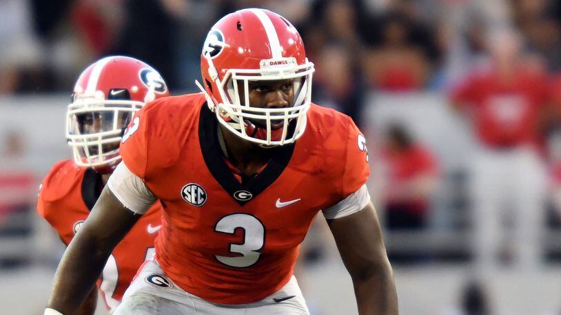 Georgia inside linebacker Roquan Smith (3)is one of 10 Bulldogs invited to the 2018 NFL combine. (Perry McIntyre Jr./Perry McIntyre)