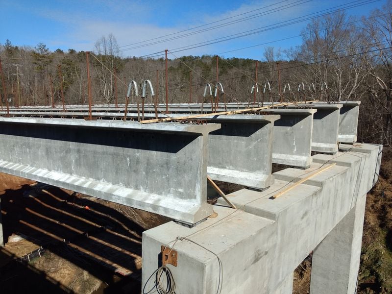A detailed look at the bridge base photographed in January 2018.