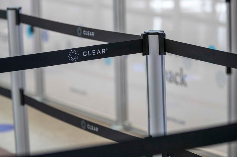 11/23/2020 �  Atlanta, Georgia �A Clear retractable belt barrier is displayed at the new South checkpoint security screening in the Domestic Terminal at the airport in Atlanta , Monday, November 23, 2020.  (Alyssa Pointer / Alyssa.Pointer@ajc.com)