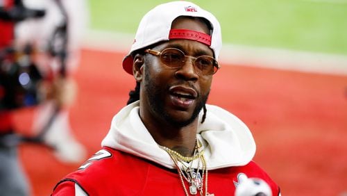 Rapper 2 Chainz looks on prior to Super Bowl 51 between the New England Patriots and the Atlanta Falcons at NRG Stadium on February 5, 2017 in Houston, Texas.  (Photo by Gregory Shamus/Getty Images)