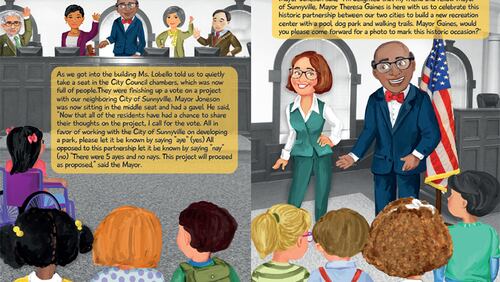 An inside look at Georgia Caroline Visits City Hall, the first book in a series  to teach young readers about local government. (Courtesy Georgia City Solutions)