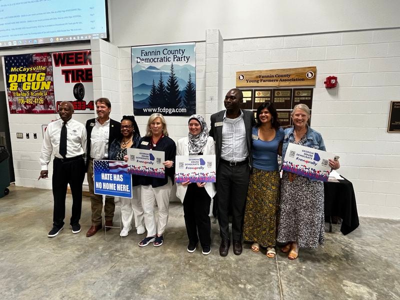 Democrats gather in Blue Ridge for a “Rev Up” rally on Aug. 5, 2023. 