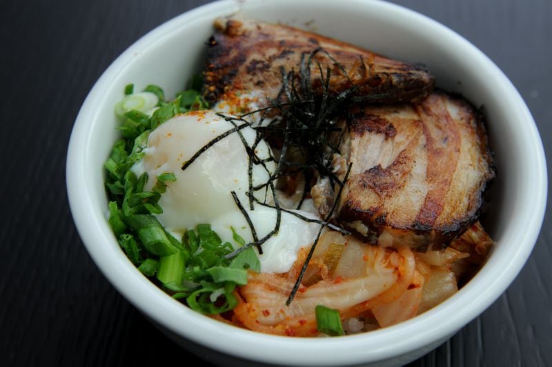 Buta Kimchi Mini Rice Don at NEXTO. / (BECKY STEIN PHOTOGRAPHY)