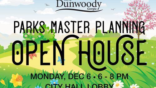 Dunwoody residents may drop by anytime between 6 p.m. and 8 p.m. Dec. 6 at Dunwoody City Hall to comment on draft plans for two city parks on Vermack Road and at the former Austin school site on Roberts Drive. (Courtesy of Dunwoody)