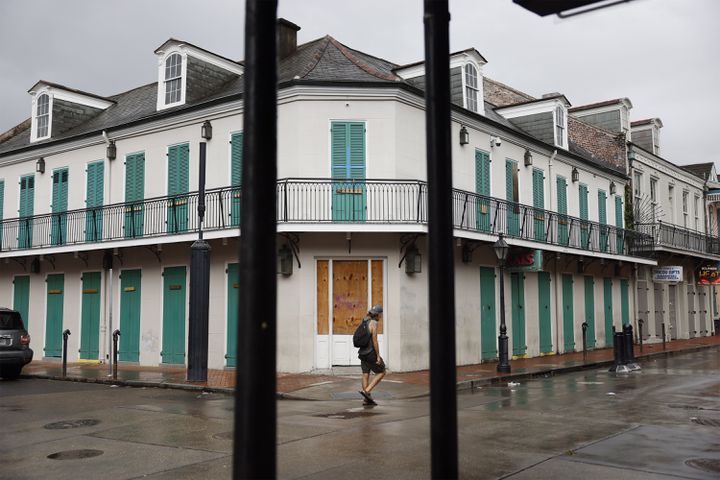 The French Quarter in New Orleans is nearly empty ahead of Hurricane Ida on Sunday, Aug. 29, 2021. (Edmund D. Fountain/The New York Times)