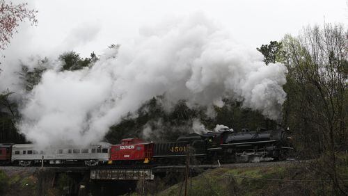 David Griffin of Sugar Hill took this photo of the 4501 steam engine out of Chattanooga, Tenn. passing over a tressle in Chatooga County, Georgia on a dreary morning in April 2018. These vintage trains follow a historic route from Grand Junction Station in Chattanooga to Summerville, Georgia; crossing the state line in Rossville, traveling past Chickamauga-Chattanooga National Military Park and through Chickamauga, Rock Spring, LaFayette, Trion, and into Summerville.