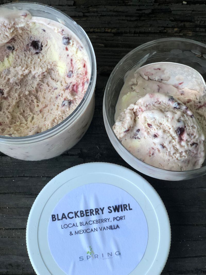Spring’s dessert offerings include blackberry-vanilla swirl ice cream. CONTRIBUTED BY WENDELL BROCK