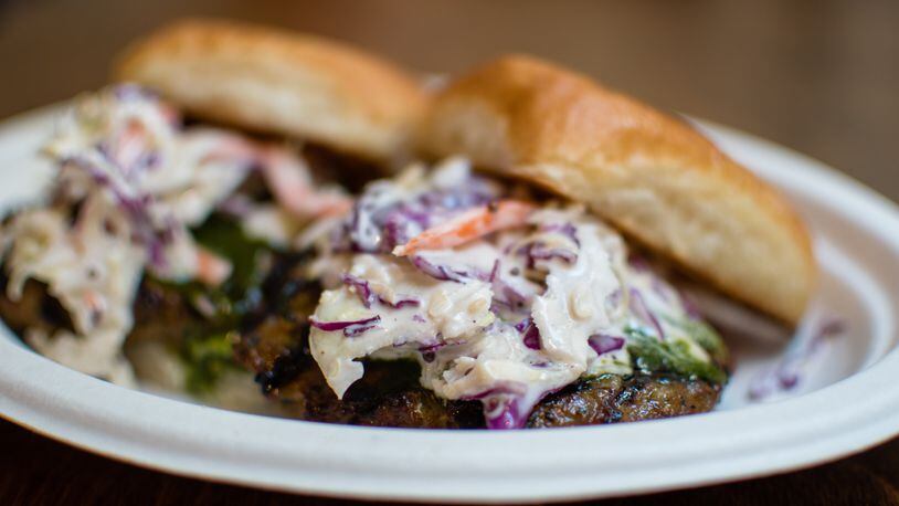 Botiwalla lamb burgers at Ponce City Market feature pronounced Indian flavors. CONTRIBUTED BY HENRI HOLLIS