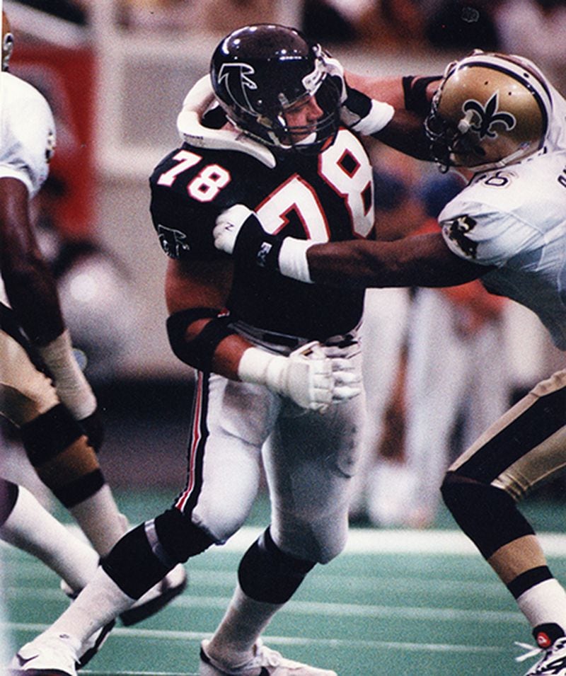 Falcons tackle Mike Kenn started in all 251 games he played for the Falcons. (AJC)