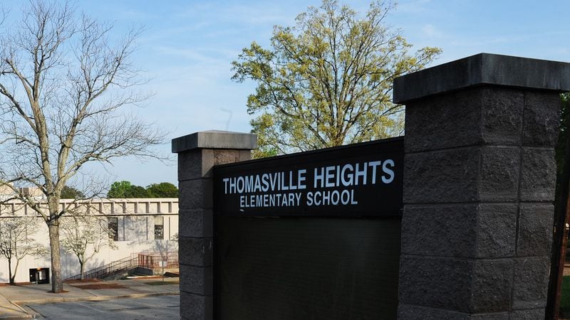 Thomasville Heights Elementary School, which sits across the street from Forest Cove Apartments, was closed by the Atlanta Board of Education — perhaps temporarily — due to the neighborhood emptying out. (AJC 2012 photo)