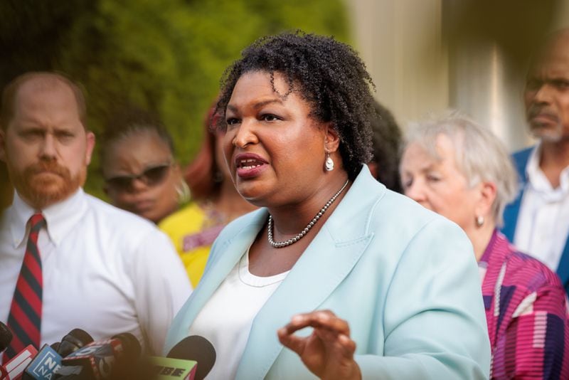 Democratic gubernatorial nominee Stacey Abrams had much to say about recent polls that show her trailing Gov. Brian Kemp. (Arvin Temkar / AJC)
