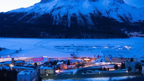 Dawn from a room at the Kulm Hotel St. Moritz overlooking frozen Lake St. Moritz. (Alan Behr/TNS)