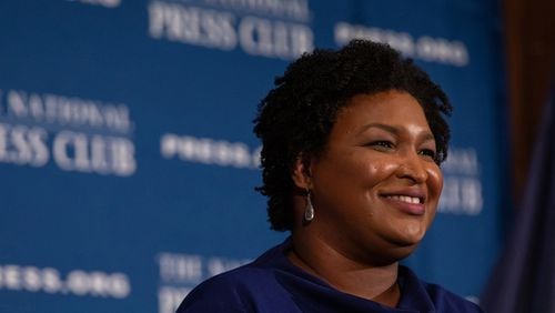 Stacey Abrams, former Georgia House Democratic Leader, speaks to attendees at the National Press Club Headliners Luncheon in Washington, D.C., on Nov. 15, 2019. A superior court judge has ruled a voting registration group founded by Abrams should turn over bank records to ethics investigators. (Cheriss May/Sipa USA/TNS)